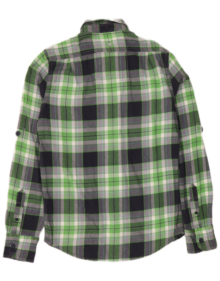 SUPERDRY Mens Flannel Shirt Small Green Check Cotton