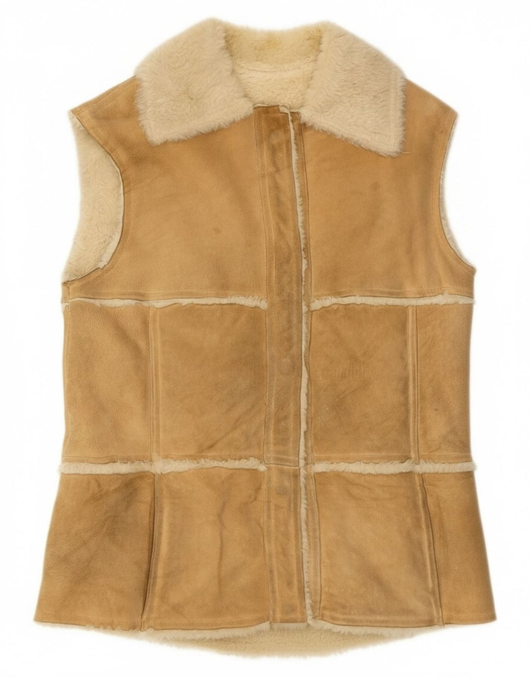Vintage Womens Shearling Gilet IT 44 Medium Beige
