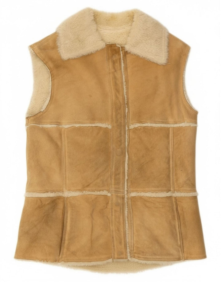 Vintage Womens Shearling Gilet IT 44 Medium Beige