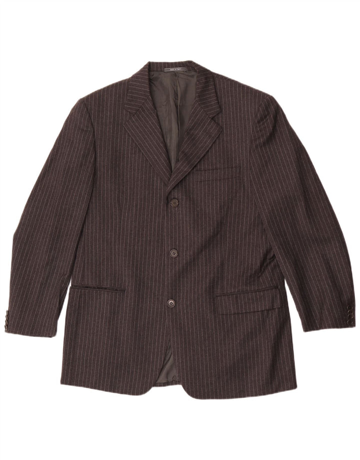 Cerruti 1881 Mens 3 Button Blazer Jacket IT 52 XL Grey Striped Wool