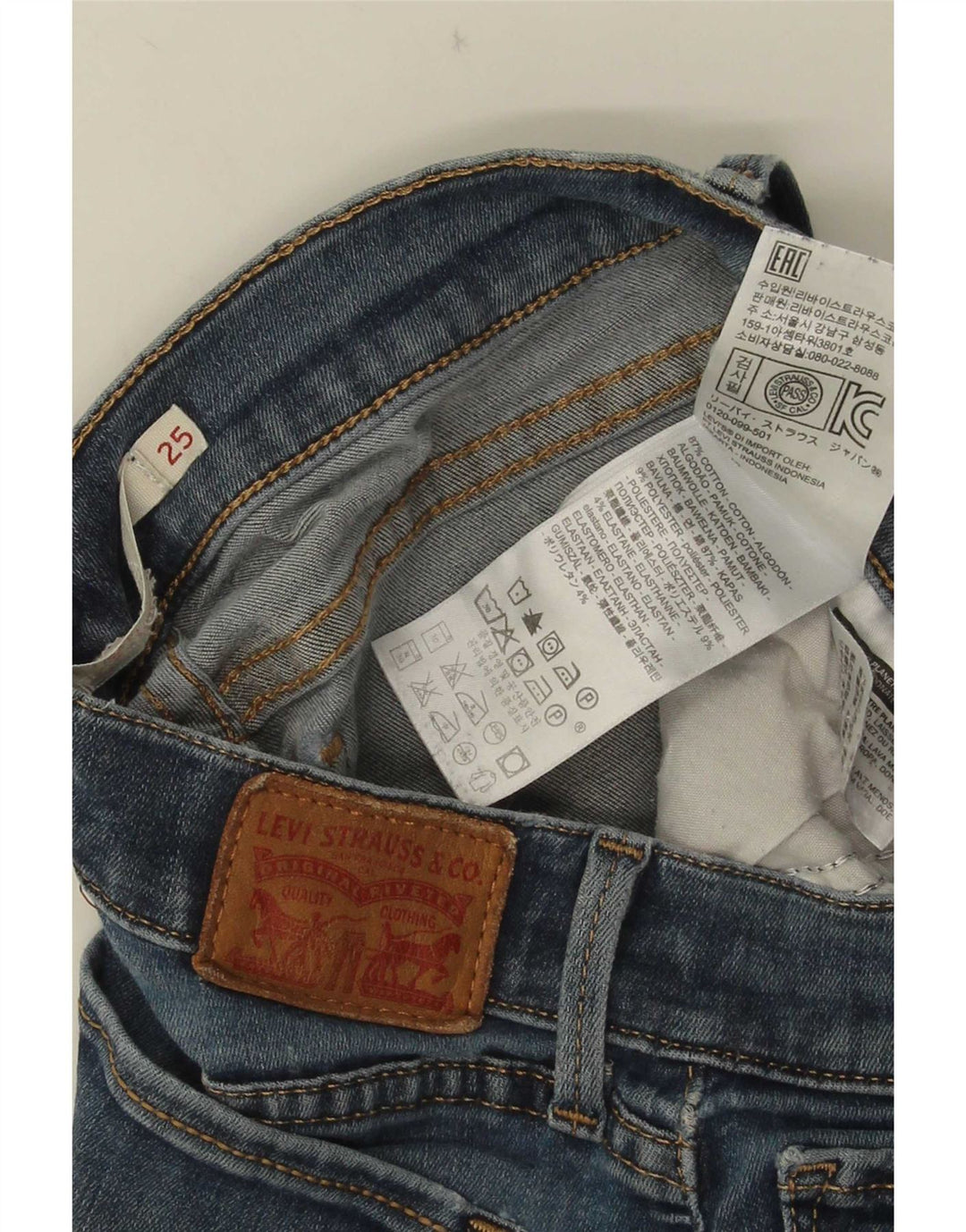 Levi's Womens Super Skinny Jeans W25 L32 Blue Cotton