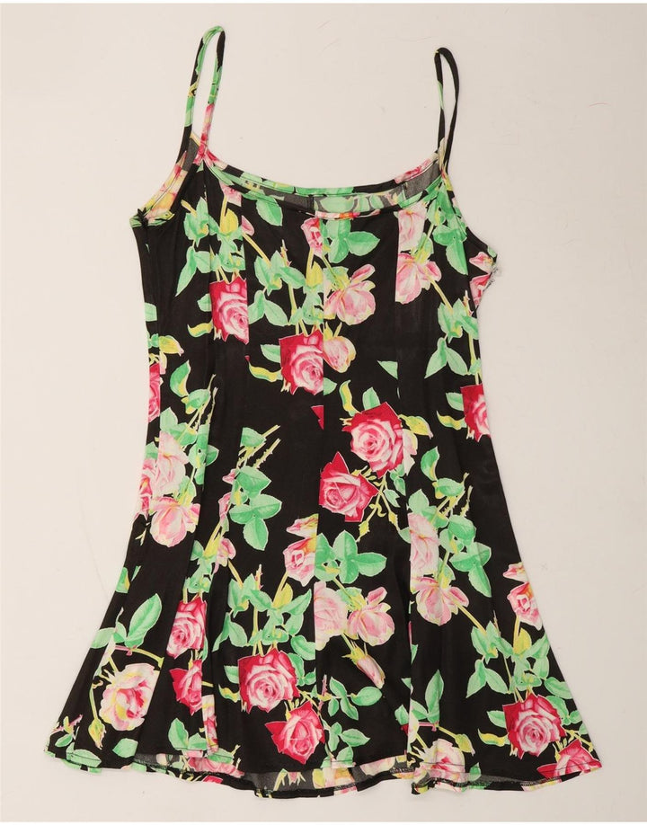 SWISH Womens Sundress IT 44 Medium Black Floral Vintage Swish and Second-Hand Swish from Messina Hembry 