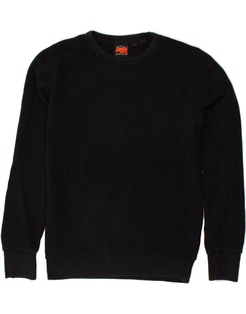 SUPERDRY Mens Graphic Sweatshirt Jumper Small Black Cotton | Vintage Superdry | Thrift | Second-Hand Superdry | Used Clothing | Messina Hembry 