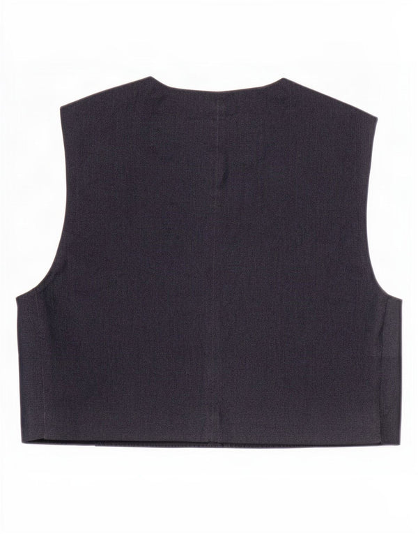 Zara Womens Crop Denim Waistcoat UK 14 Large Navy Blue Cotton