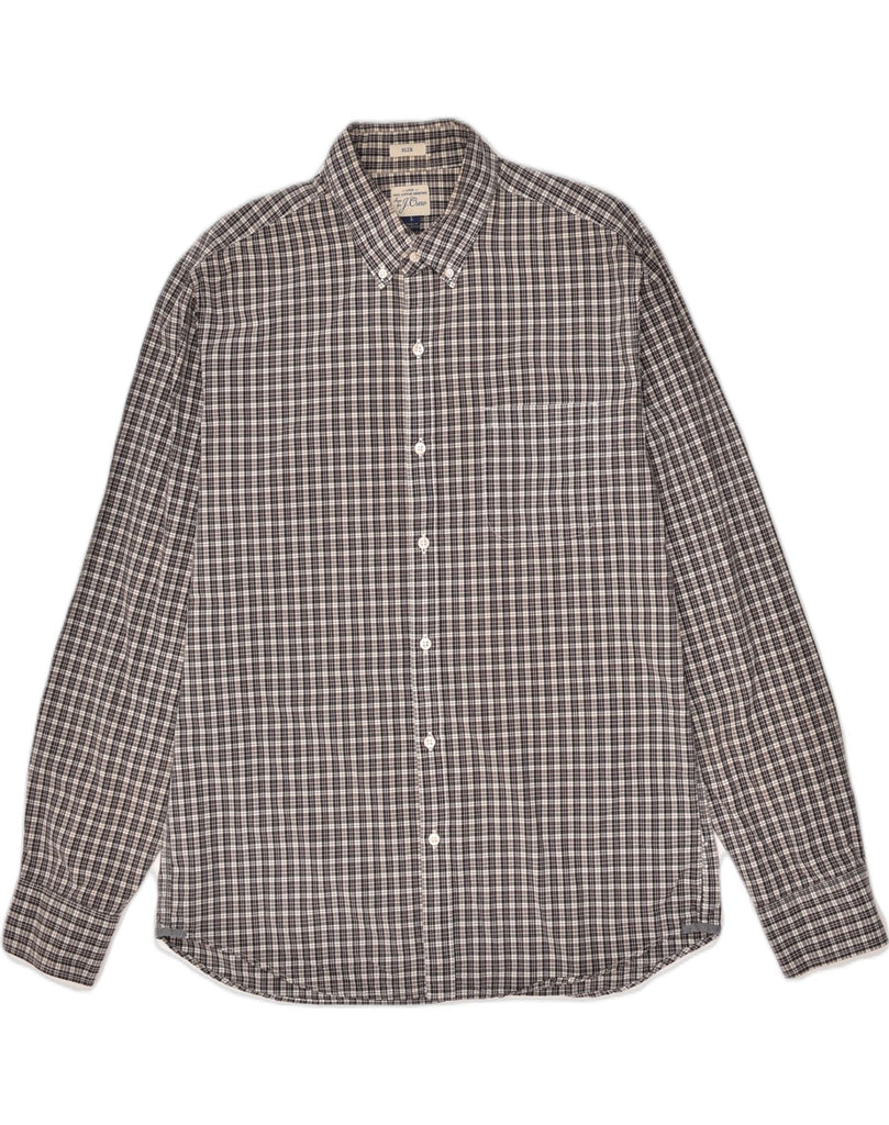 J. CREW Mens Slim Shirt Large Grey Check Cotton | Vintage J. Crew | Thrift | Second-Hand J. Crew | Used Clothing | Messina Hembry 