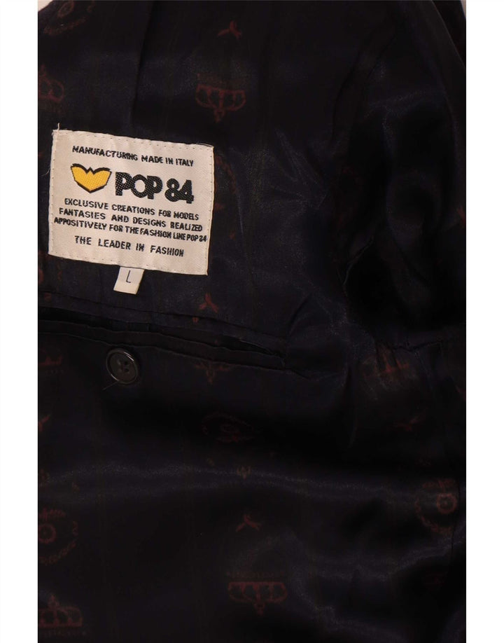POP 84 Mens 2 Button Blazer Jacket UK 40 Large Black