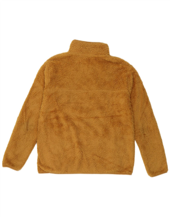 Eddie Bauer Womens Zip Neck Fleece Jumper UK 10 Small Yellow Polyester