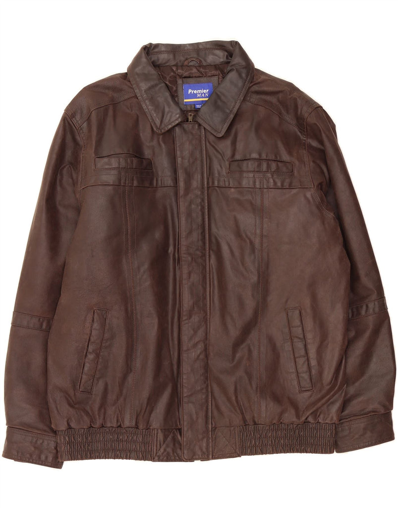 VINTAGE Mens Leather Jacket UK 44/46 Large Brown Leather Vintage Vintage and Second-Hand Vintage from Messina Hembry 