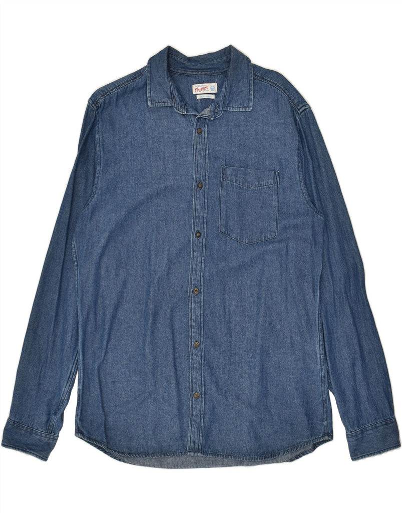 JACK & JONES Mens Denim Shirt XL Navy Blue Cotton | Vintage Jack & Jones | Thrift | Second-Hand Jack & Jones | Used Clothing | Messina Hembry 