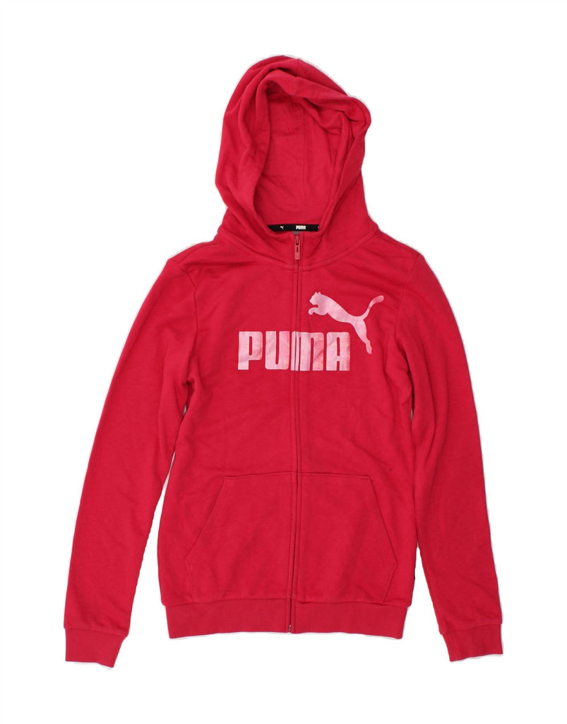 PUMA Girls Graphic Hoodie Jumper 13-14 Years Red Cotton | Vintage Puma | Thrift | Second-Hand Puma | Used Clothing | Messina Hembry 