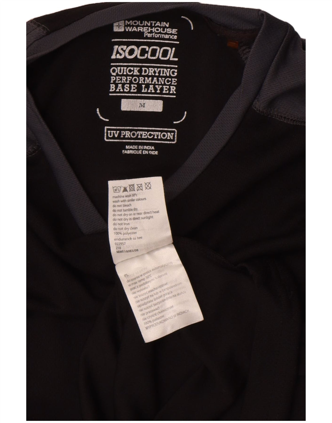 Mountain Warehouse Mens IsoCool T-Shirt Top Medium Black Colourblock