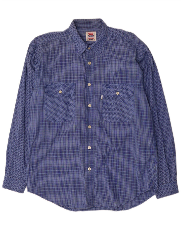 Levi's Mens Shirt Medium Blue Check Cotton