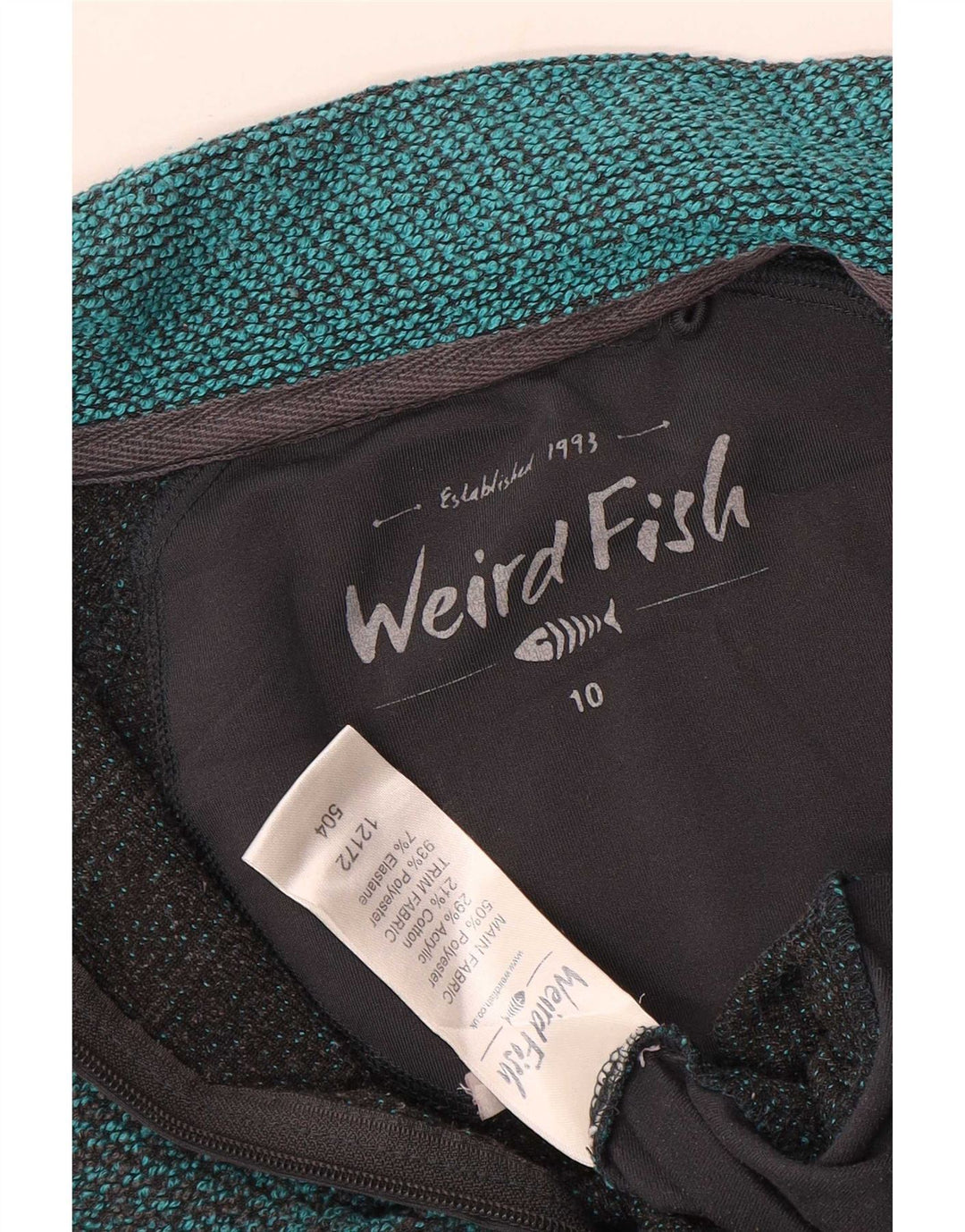 Weird Fish Womens Tracksuit Top Jacket UK 10 Small Blue Colourblock