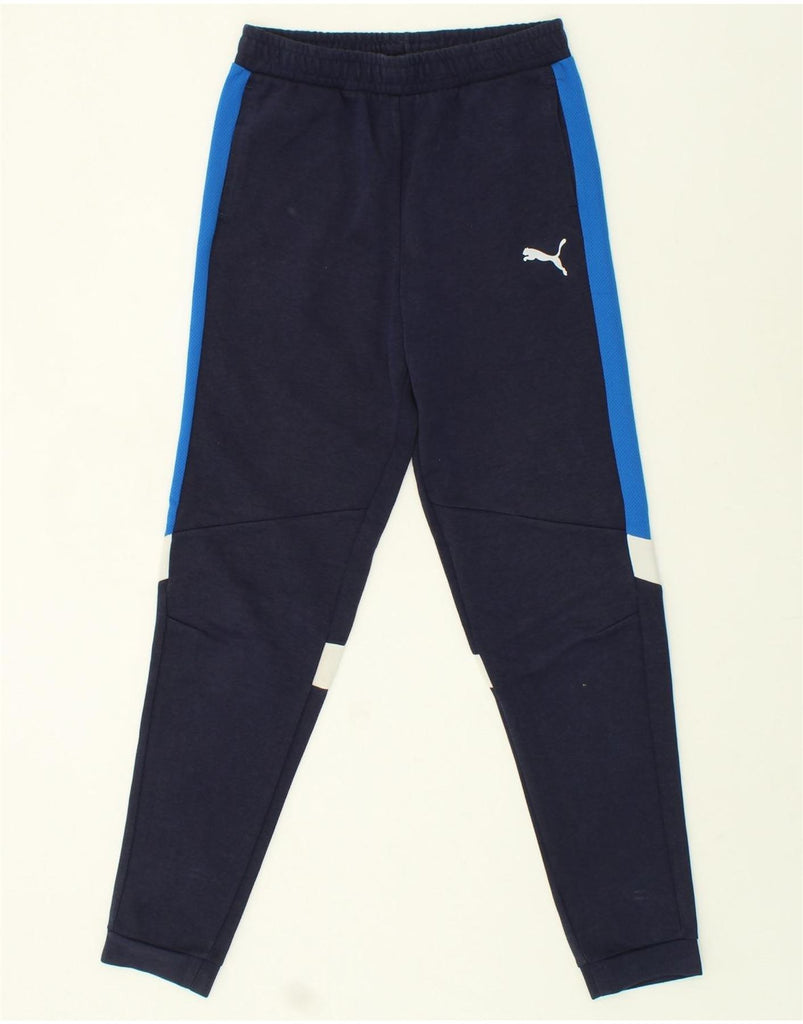 PUMA Boys Tracksuit Trousers Joggers 15-16 Years Navy Blue Colourblock | Vintage Puma | Thrift | Second-Hand Puma | Used Clothing | Messina Hembry 