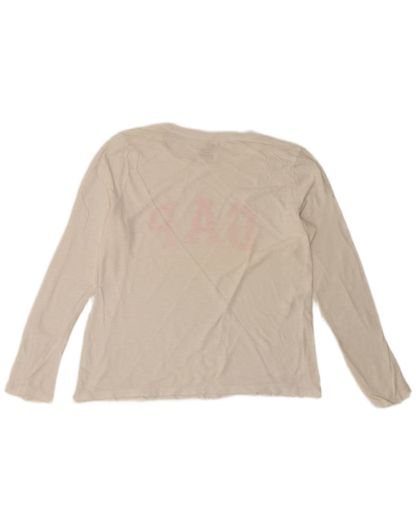 Gap Womens Graphic Top Long Sleeve UK 16 Large White Cotton