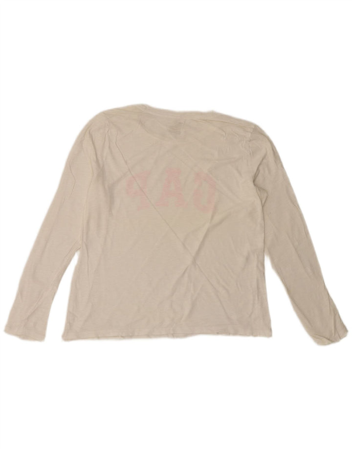 Gap Womens Graphic Top Long Sleeve UK 16 Large White Cotton