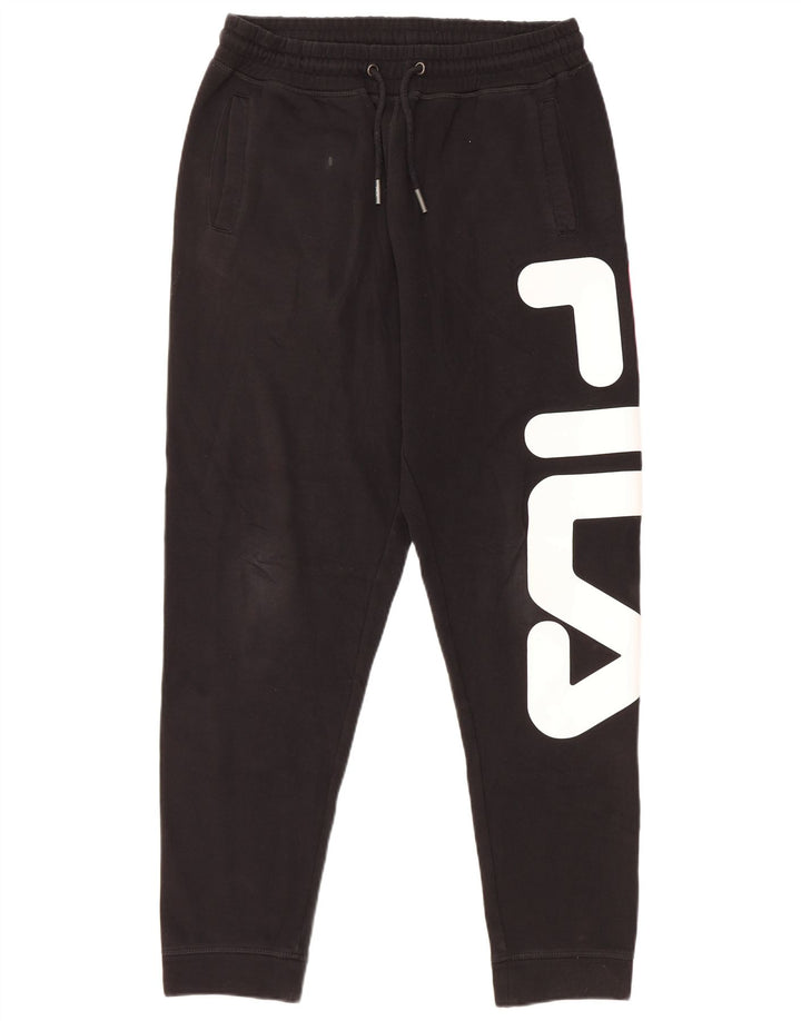 Fila Mens Graphic Tracksuit Trousers Joggers Small Black Cotton