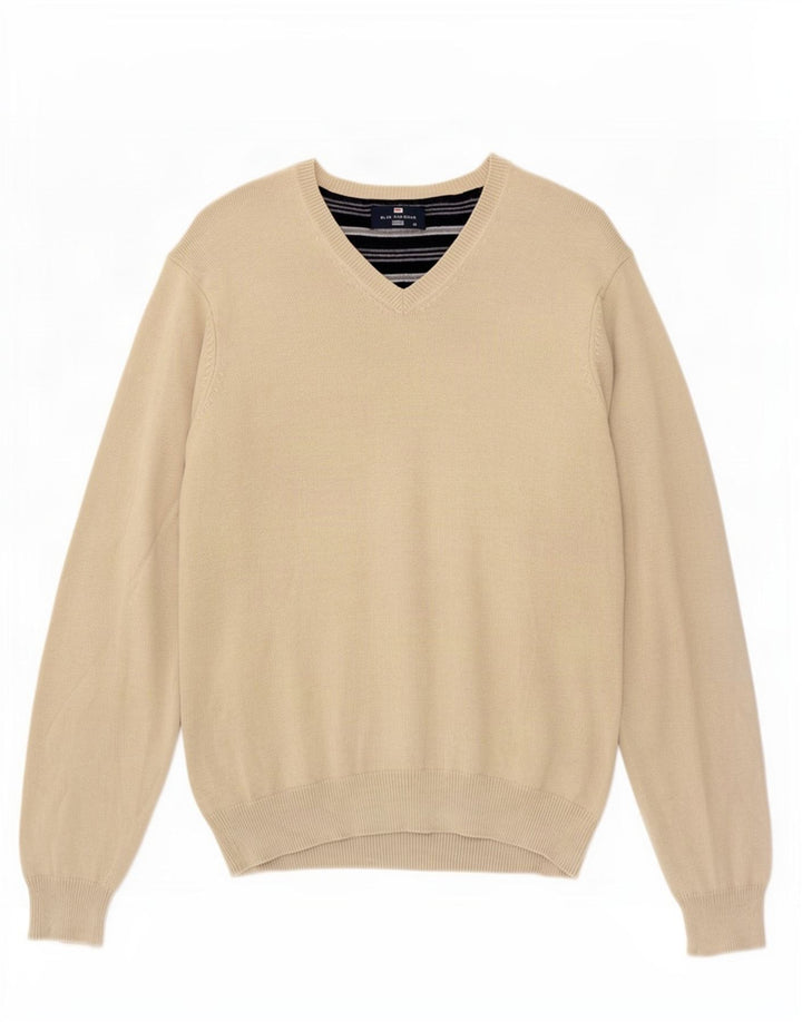 Marks & Spencer Mens Blue Harbour V-Neck Jumper Sweater Medium Beige