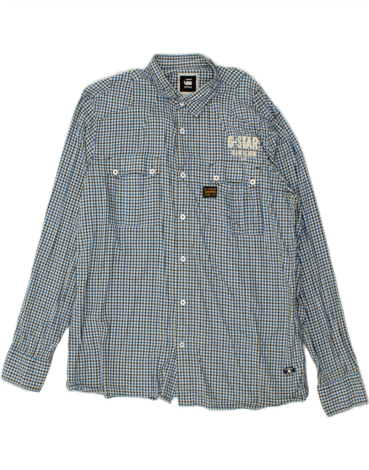G-STAR Mens Shirt 2XL Blue Check Cotton