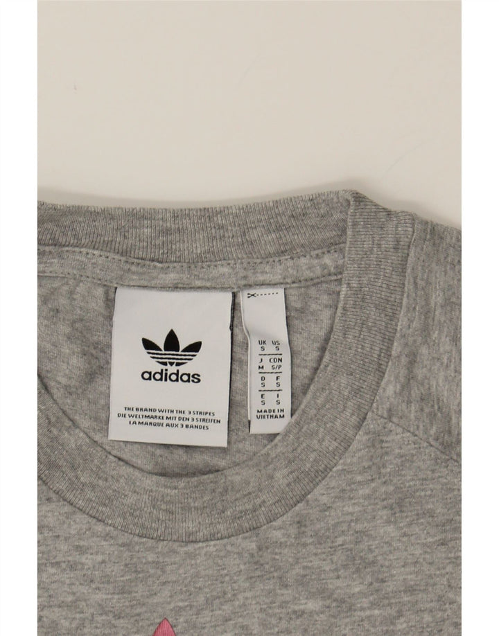 ADIDAS Mens Graphic T-Shirt Top Small Grey Flecked Cotton Vintage Adidas and Second-Hand Adidas from Messina Hembry 