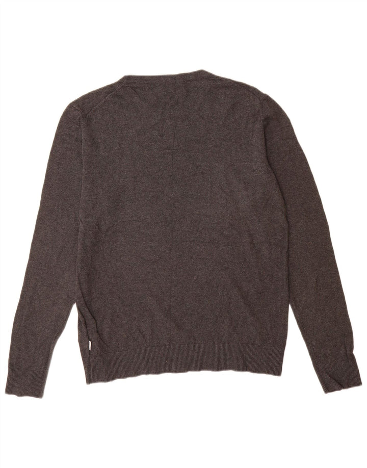 Jack & Jones Mens Crew Neck Jumper Sweater Medium Grey Cotton