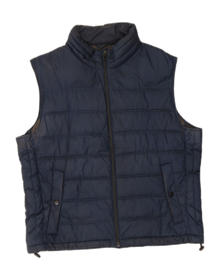 ZARA Mens Padded Gilet UK 42 XL Navy Blue Polyester