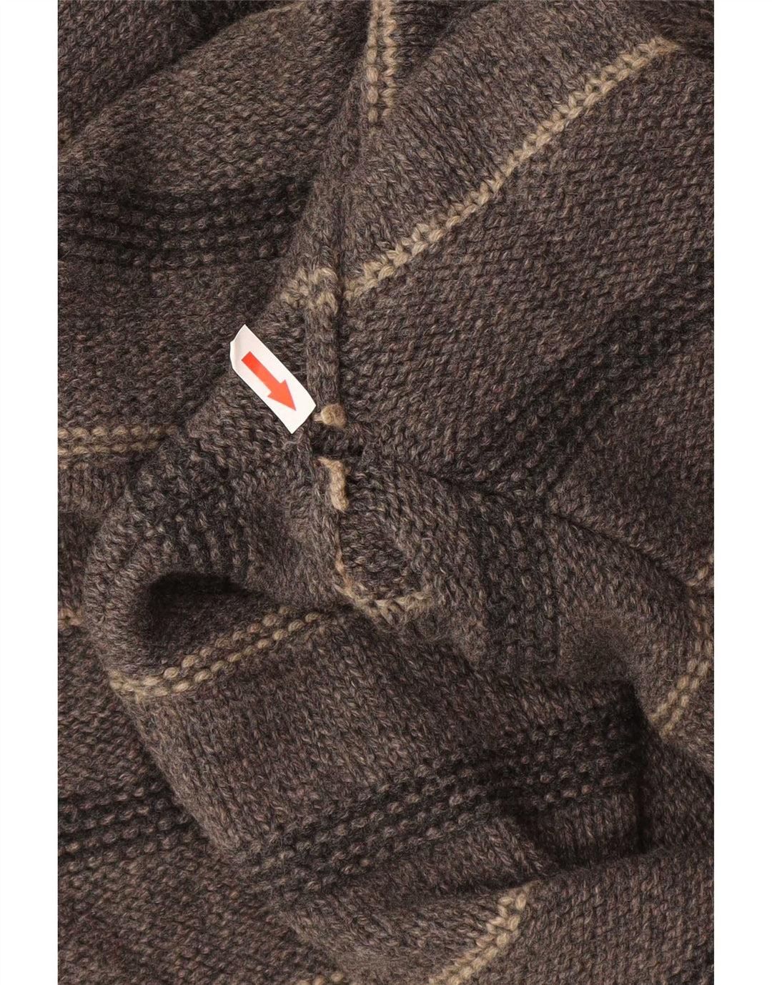 White Stuff Mens Zip Neck Jumper Sweater Large Grey Striped Lambswool