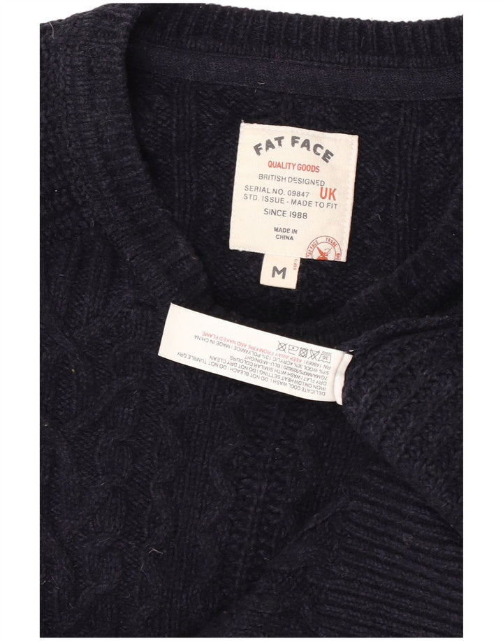 Fat Face Mens Crew Neck Jumper Sweater Medium Navy Blue Wool