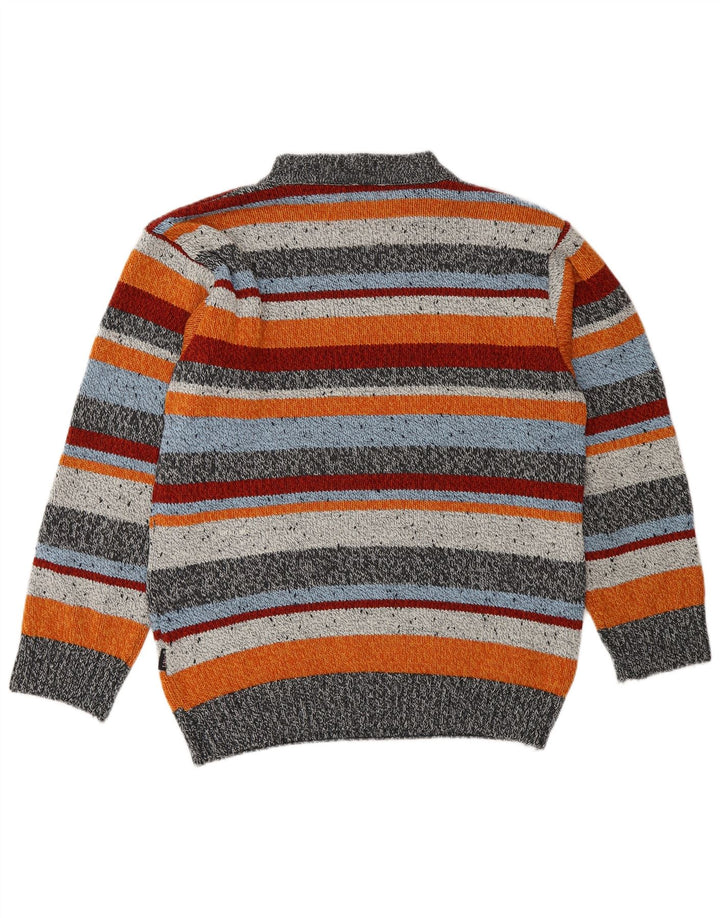 Vintage Mens Crew Neck Jumper Sweater Large Multicoloured Striped Wool