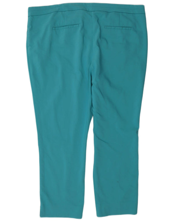 Monsoon Womens Skinny Casual Trousers UK 22 3XL W44 L27 Turquoise Cotton