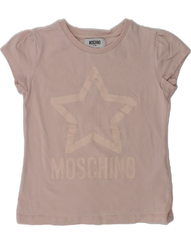 MOSCHINO Girls Graphic T-Shirt Top 7-8 Years Pink Cotton | Vintage Moschino | Thrift | Second-Hand Moschino | Used Clothing | Messina Hembry 