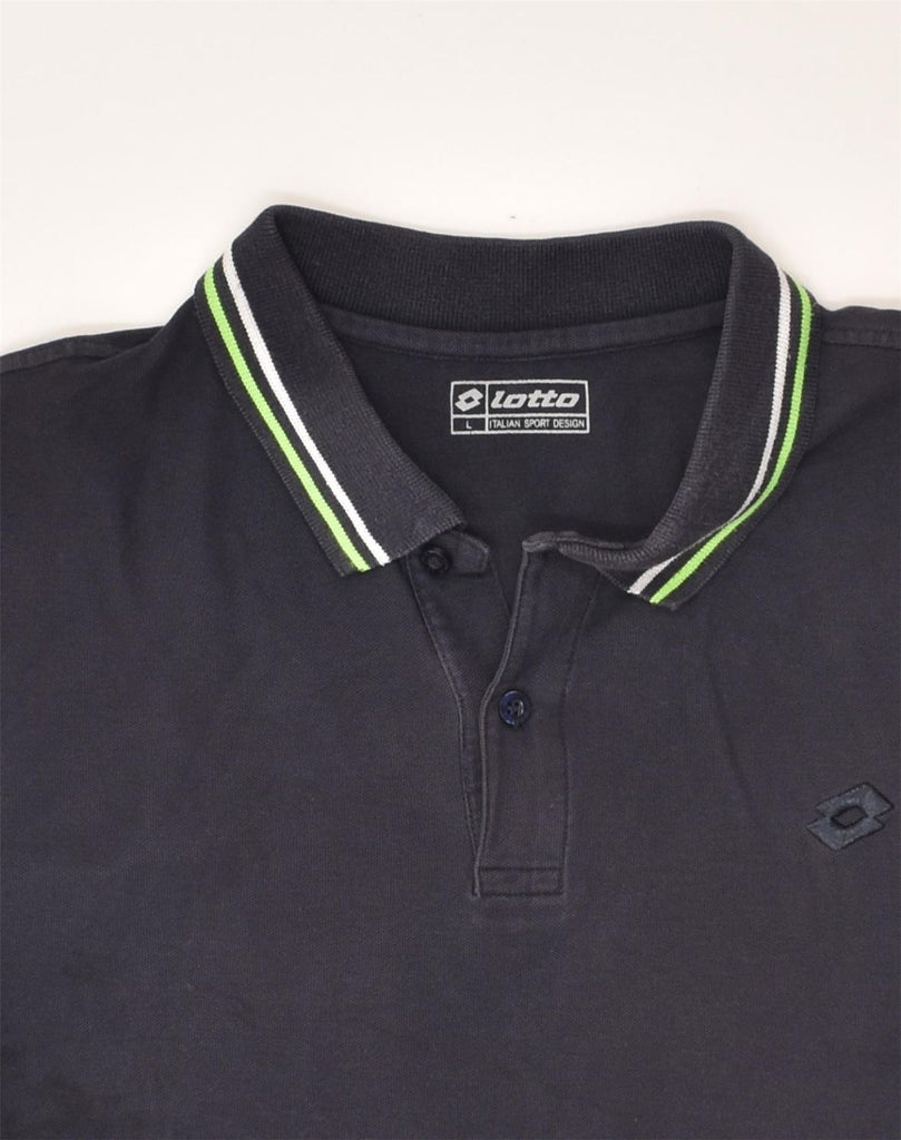 LOTTO Mens Polo Shirt Large Navy Blue Cotton | Vintage Lotto | Thrift | Second-Hand Lotto | Used Clothing | Messina Hembry 