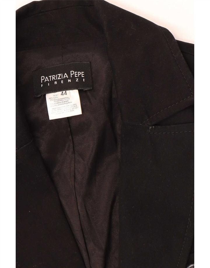 Patrizia Pepe Womens 2 Button Blazer Jacket IT 44 Medium Black Cotton