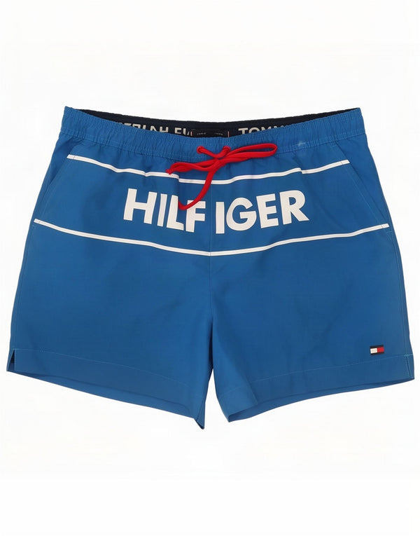 Tommy Hilfiger Mens Graphic Swimming Shorts Large Blue Striped Polyester