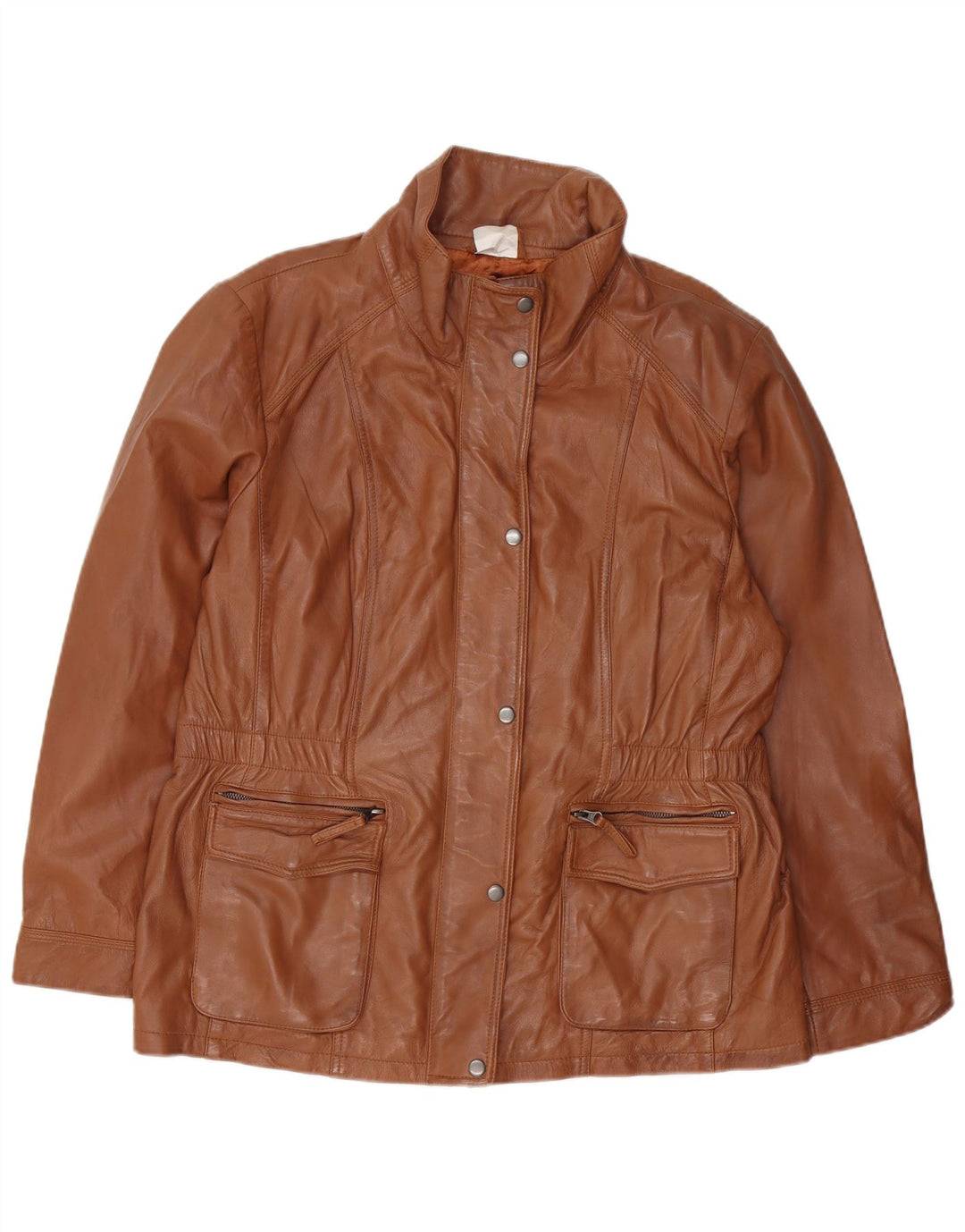 JCC Womens Leather Jacket UK 20 2XL Brown Leather