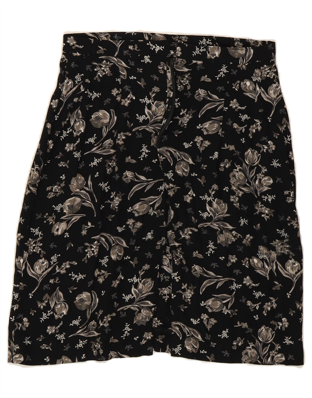 VINTAGE Womens A-Line Skirt W26 Small  Black Floral Vintage Vintage and Second-Hand Vintage from Messina Hembry 
