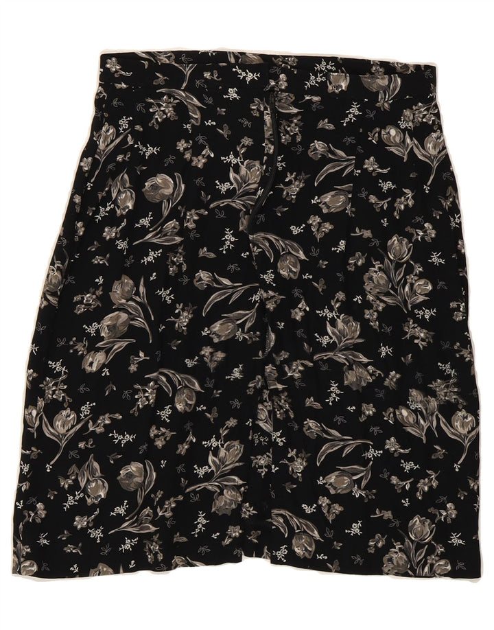 VINTAGE Womens A-Line Skirt W26 Small  Black Floral Vintage Vintage and Second-Hand Vintage from Messina Hembry 