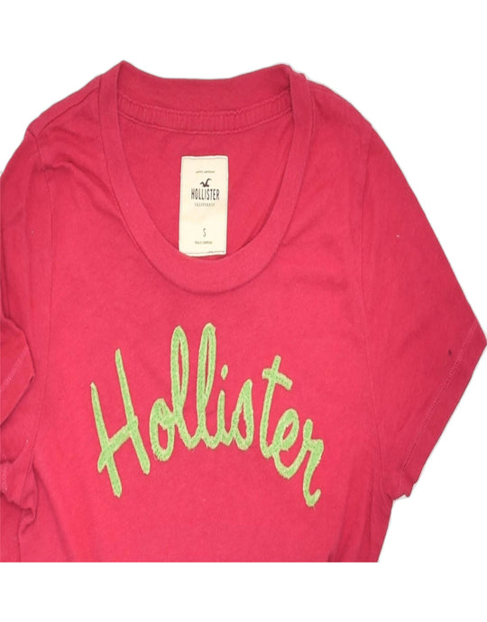 HOLLISTER Womens Graphic T-Shirt Top UK 10 Small Red Cotton
