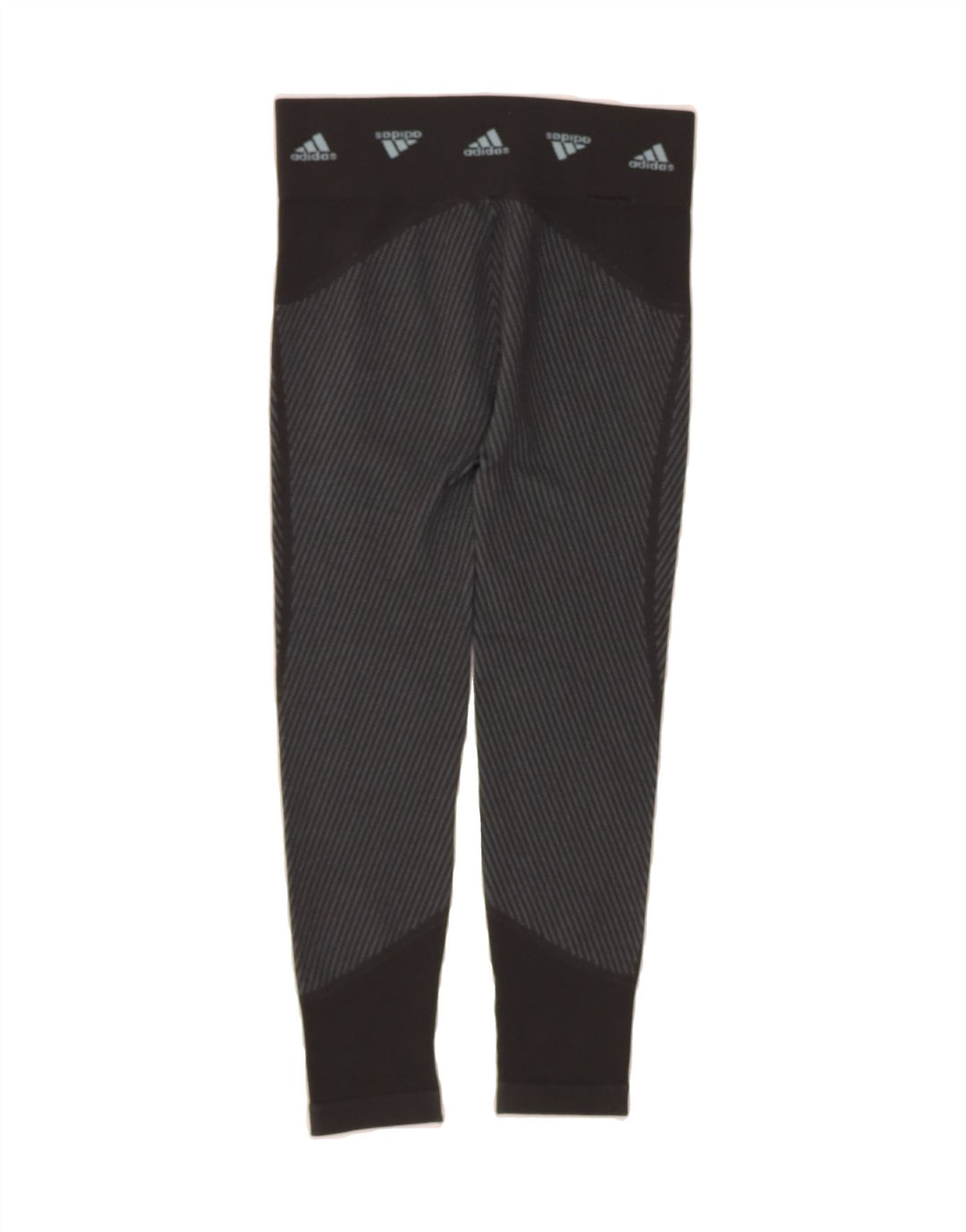 ADIDAS Womens Capri Graphic Leggings UK 12/14 Medium  Black Striped Vintage Adidas and Second-Hand Adidas from Messina Hembry 