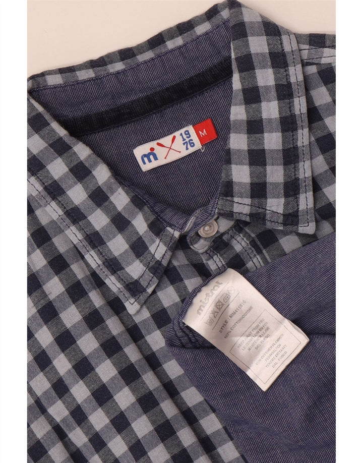 MISTRAL Mens Shirt Medium Blue Gingham Cotton
