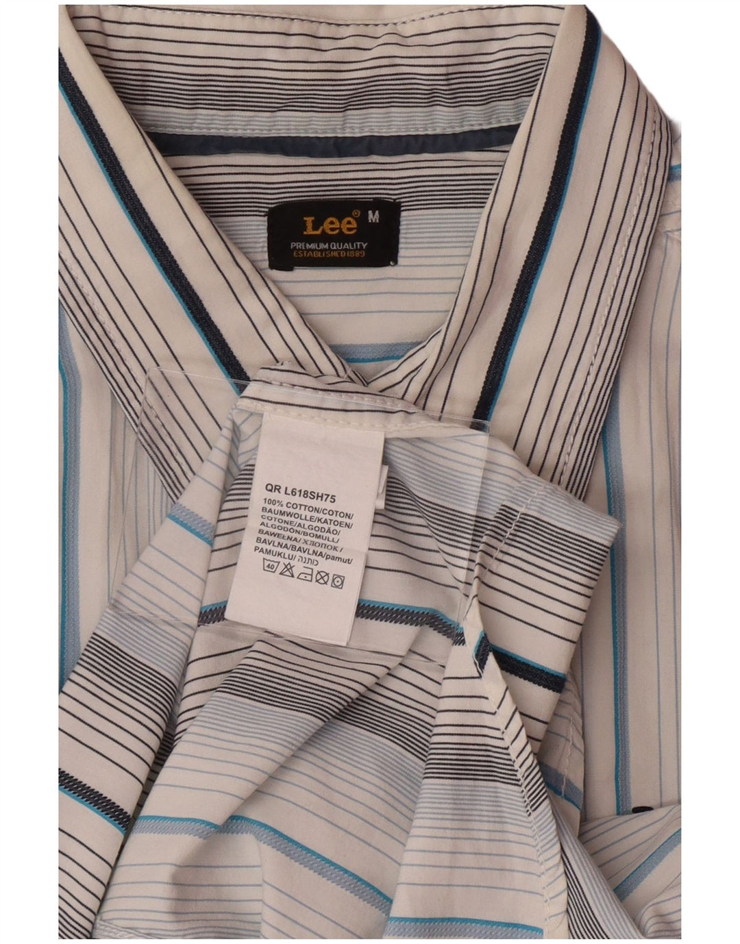 LEE Mens Shirt Medium Blue Striped Cotton