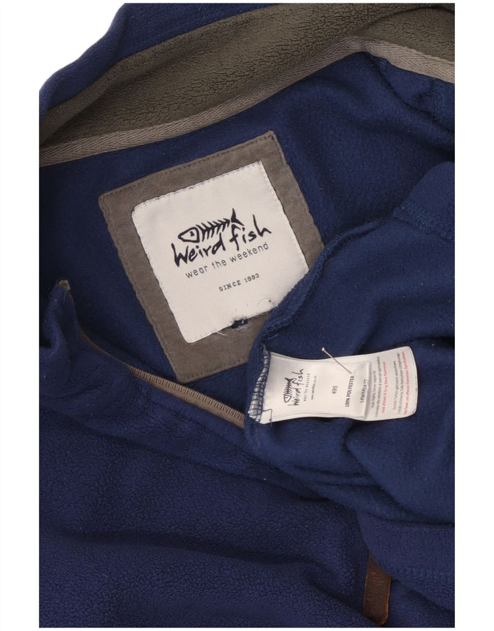 Weird Fish Mens Zip Neck Fleece Jumper XL Navy Blue Polyester