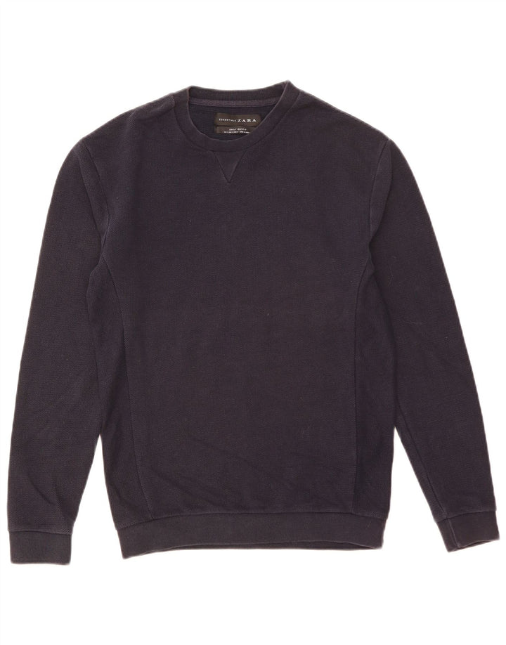 Zara Mens Sweatshirt Jumper Small Navy Blue Cotton