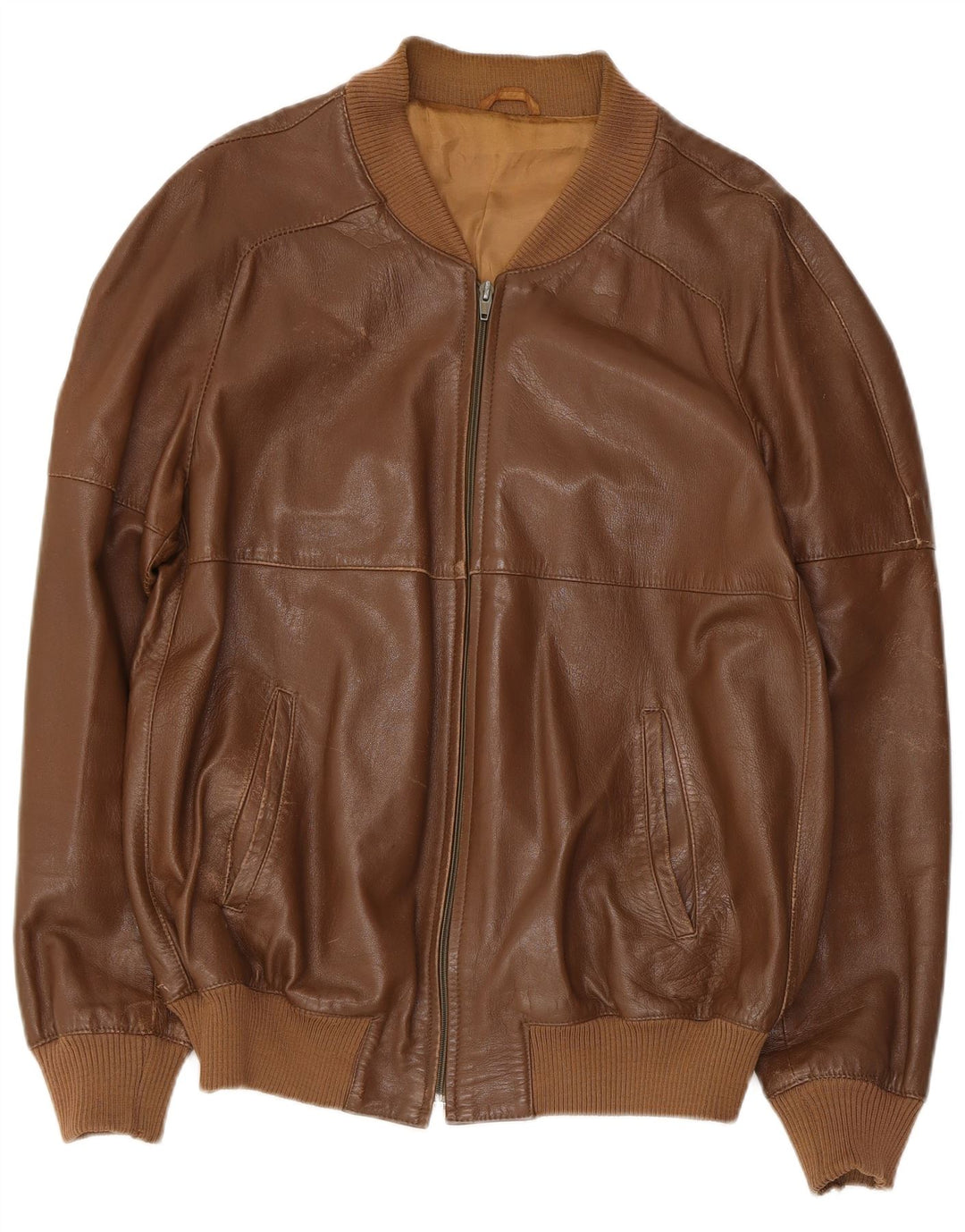 Anfor Womens Slim Fit Leather Jacket IT 54 2XL Brown