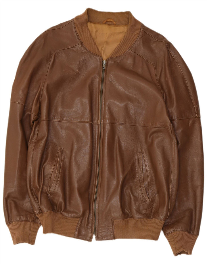 Anfor Womens Slim Fit Leather Jacket IT 54 2XL Brown