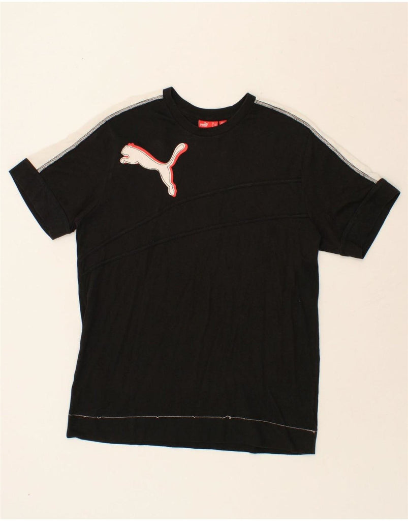 PUMA Mens Graphic T-Shirt Top Large Black Colourblock Cotton Vintage Puma and Second-Hand Puma from Messina Hembry 