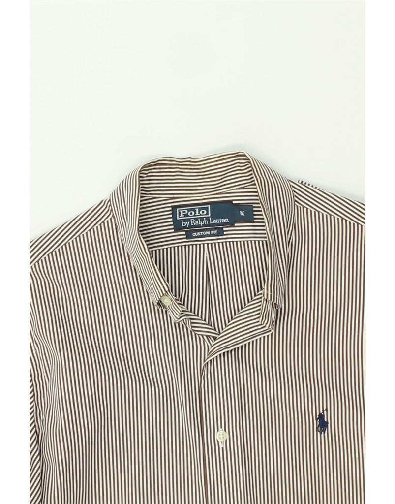 POLO RALPH LAUREN Mens Custom Fit Shirt Medium Brown Pinstripe Cotton | Vintage Polo Ralph Lauren | Thrift | Second-Hand Polo Ralph Lauren | Used Clothing | Messina Hembry 