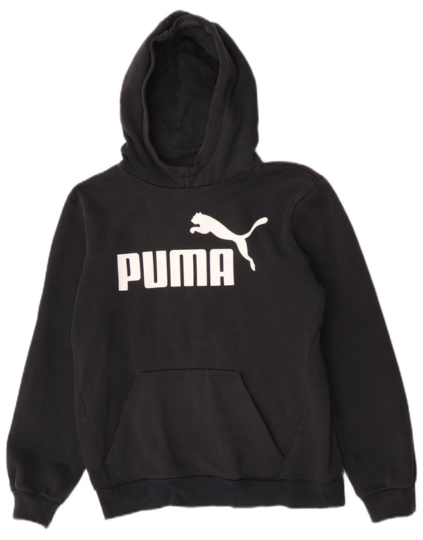 Puma Boys Graphic Hoodie Jumper 13-14 Years Black Cotton