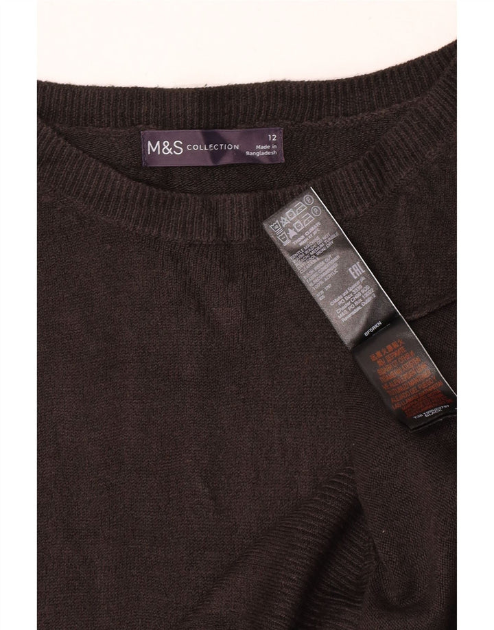 Marks & Spencer Womens Boat Neck Jumper Sweater UK 12 Medium Black Acrylic