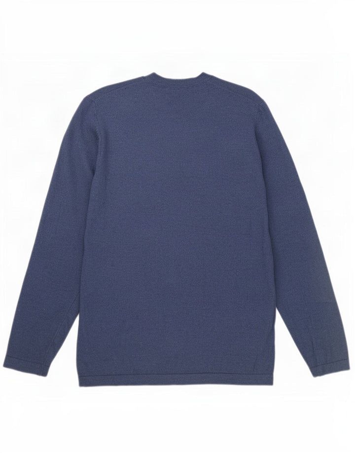 Eddie Bauer Mens V-Neck Jumper Sweater Small Blue Cotton